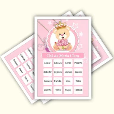 Bingo Chá de Bebê Menina Pdf Para Imprimir