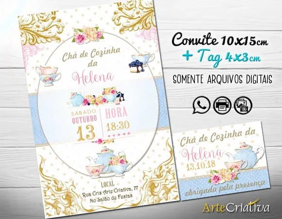 CONVITE DIGITAL C/TAG Chá de Cozinha Vintage