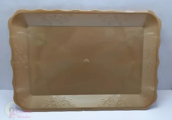 Bandeja Média Dourada de plástico - 30cm - 1 unidade.