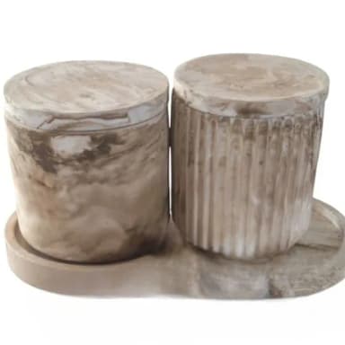 Kit para Lavabo Bandeja Decorativa de Cimento + 2 Potes