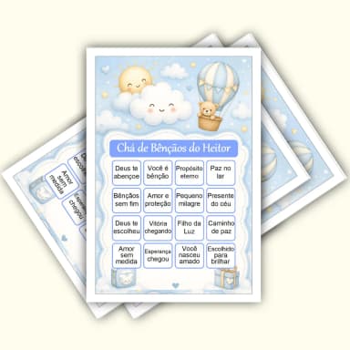 Bingo Chá de Bênçãos Menino Pdf Para Imprimir