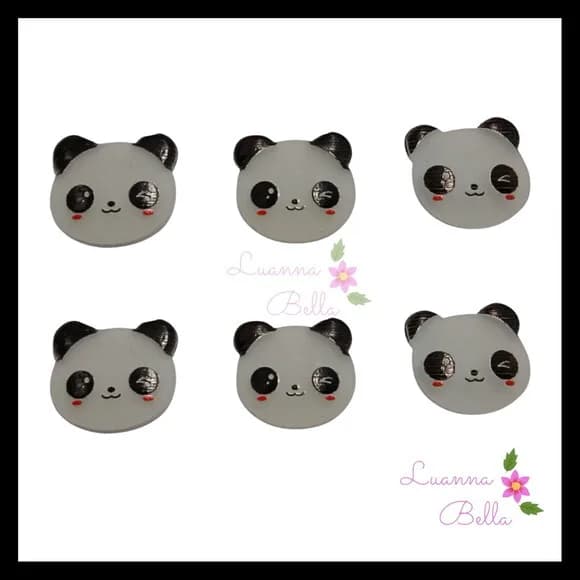 Aplique Emborrachado Ursinho Panda - Pct c/7 unds