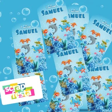Adesivo Personalizado Retangular 4x7 Fundo do Mar