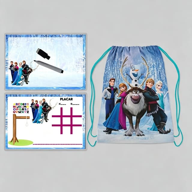 kit Mochilinha e Lousa Magica para lembrancinhas da Frozen