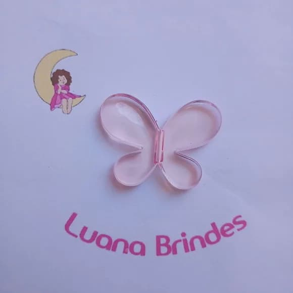 Borboleta Passante Acrilica Rosa 3,8cm Pct 10 Unidades