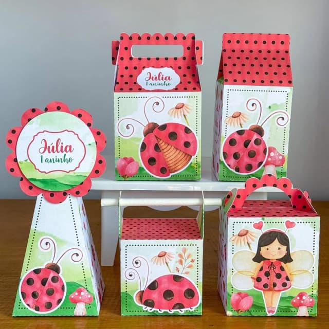 PEGUE E MONTE - Kit Festa JOANINHA - Decoração de Festa | Lembrancinhas | Aniversário | Personalizados