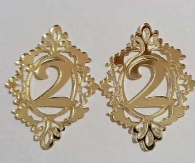 Aplique Moldura 2 Ano de Acrílico Espelhado Dourado - 5 Peça