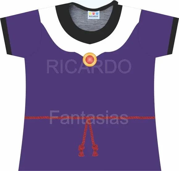 Blusa Adulto Fantasia Rainha Má Roxa com Cordão e Broche