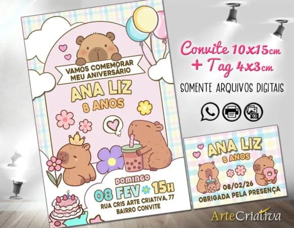 Convite Digital C/tag Capivara