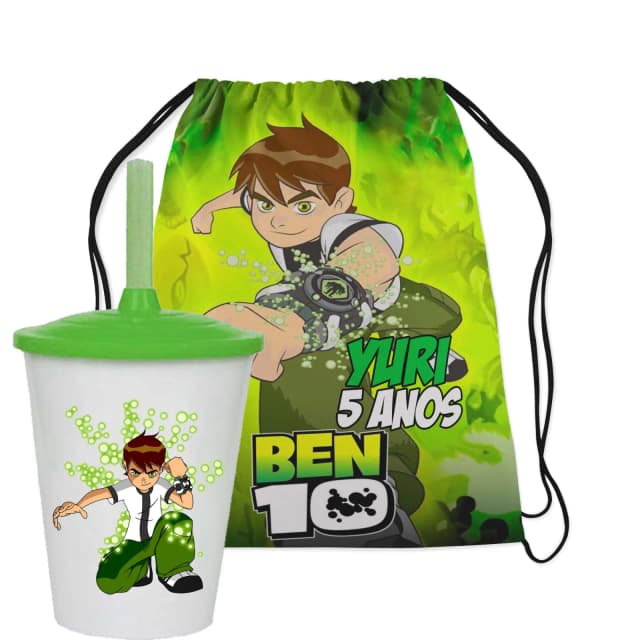 Kit Mochila e Copo Twister personalizado do Ben 10