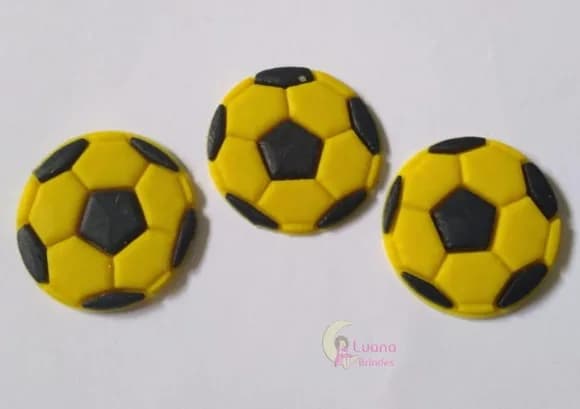 Aplique Bola de Futebol Amarela de Borracha - Pct C/8 Unid