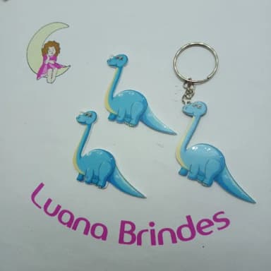 Chaveiro Dinossauro Azul Acrilico U.V. 5cm Pct 3 Unidades