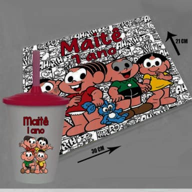 Kit Jogo Americano Sousplat personalizado Turma da Mônica