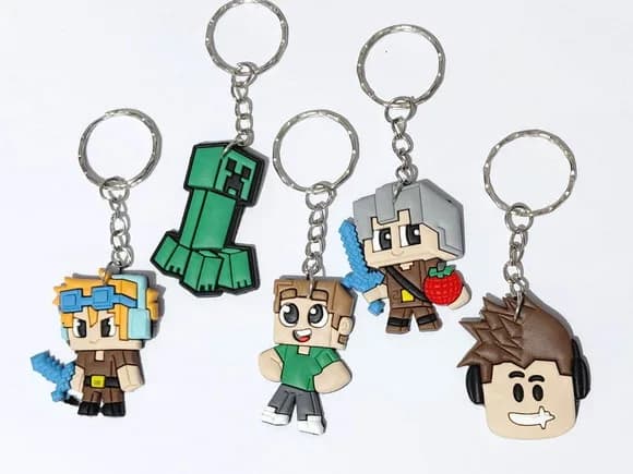 Chaveiro Minecraft Emborrachado Pacote com 5 Unidades