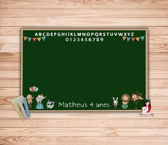 Lousa Personalizada com Giz Tema Circo