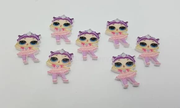 Pingente LOL Bailarina Acrílica UV de 2cm Pct 7 Unidades