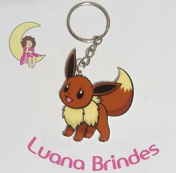 Chaveiro Pokémon Eevee Acrilico Uv- 3 Unidades