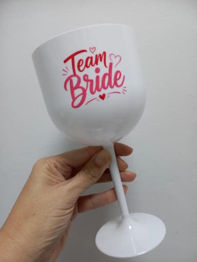 10 Taça 550ml Team Bride Personalizada DTF Acrílica Branca | Despedida de Solteira | Chá da Noiva