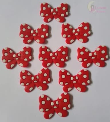 Aplique Laço Vermelho de Borracha - Pct C/6 Unid