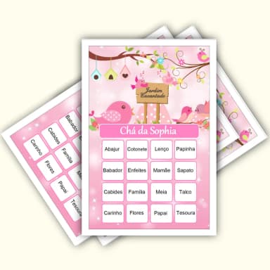 Bingo Chá de Bebê Menina Pdf Para Imprimir