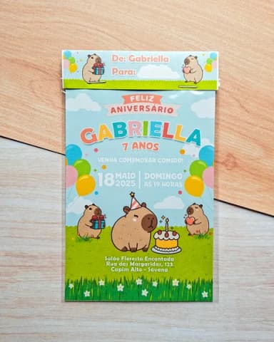 Convite de Aniversário Capivara