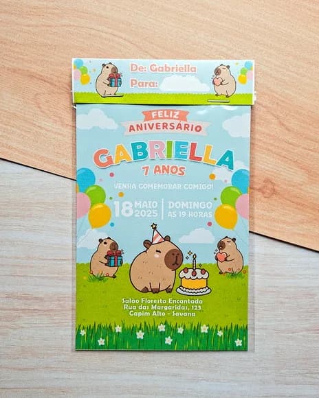 Convite de Aniversário Capivara
