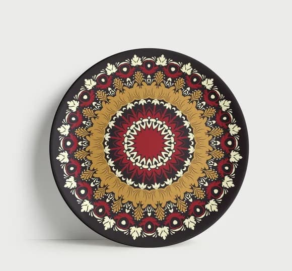 Prato Decorativo Mandala Folhagem de Outono 21cm Porcelana