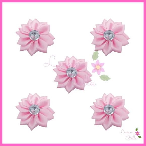 Aplique Flor c/stress Rosa de tecido - Pct c/12 unds