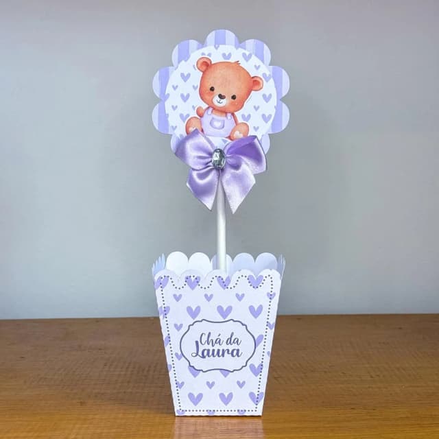PEGUE E MONTE - Centro de Mesa URSINHO LILAS - Decoração de Festa | Lembrancinhas | Aniversário | Personalizados