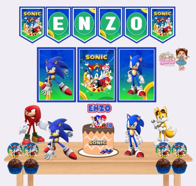 Kit Festa Só Um Bolinho SONIC - Decoração de Festa