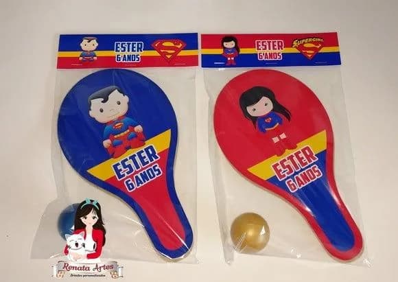 Raquetes de Ping Pong Tema Superman e Supergirl