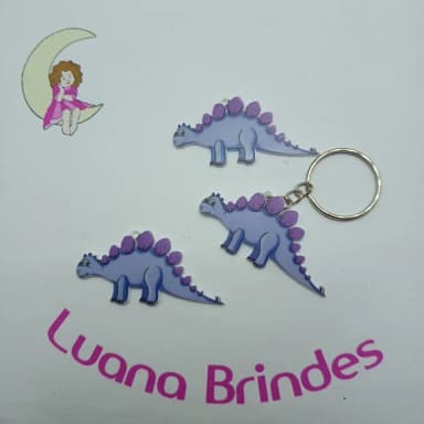 Chaveiro Dinossauro Lilás Acrilico U.v. 5cm Pct 5 Unidades