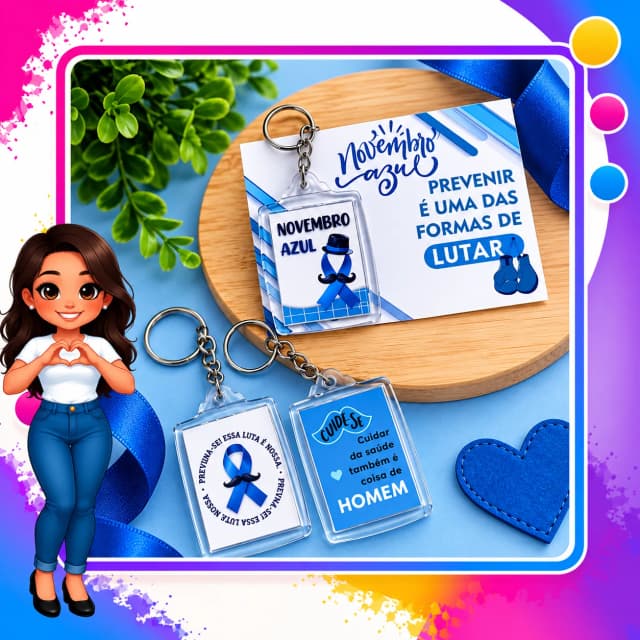Chaveiro Novembro Azul Personalizado – Lembrancinha para Campanha de Conscientização