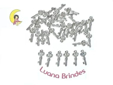 Pingente Chave Prata 2,3cm Abs Pacotes com 50 Unidades