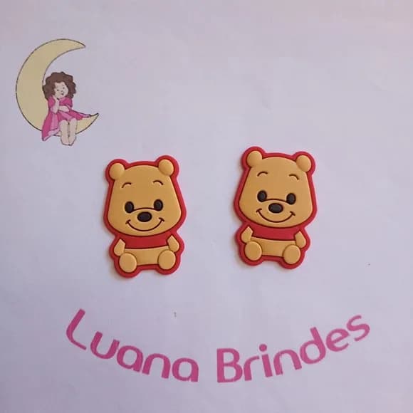 Aplique Ursinho Pooh Emborrachado 4cm Pct 6 Unidades