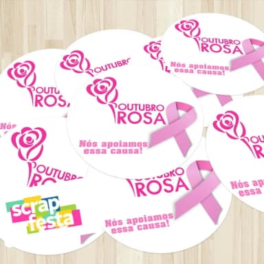 Adesivo 5 cm Redondo Evento Outubro Rosa