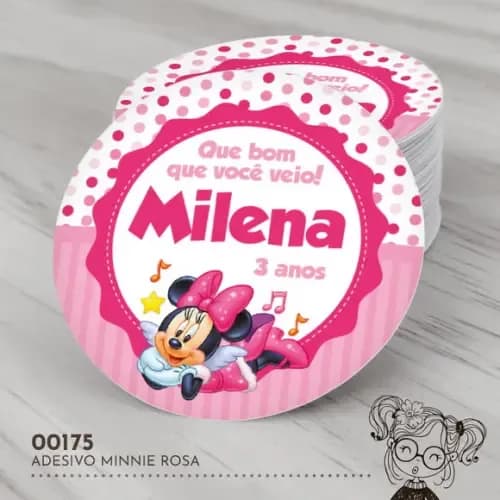 Adesivo Redondo Minnie - 00175