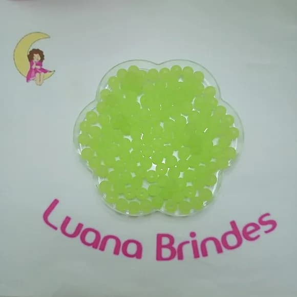 Bola Fosca Com Furo Verde 8mm Pct 100 Unidades