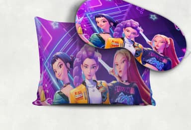 Kit Almofada +Mascara de Dormir personalizada das Guerreiras k-POP