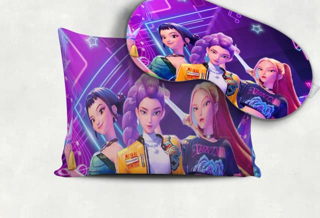 Kit Almofada +Mascara de Dormir personalizada das Guerreiras k-POP