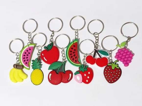 Chaveiro Fruta Emborrachado Pacote com 10 Unidades Variados