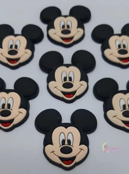 Aplique Mickey Carinha de Borracha - Pct C/7 Unidades
