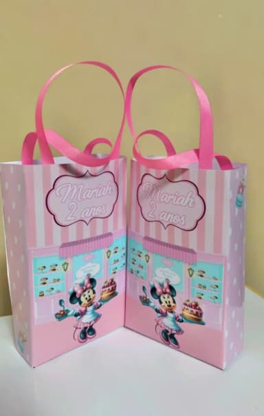 Sacolinhas Personalizada Minnie Confeiteira Lembrancinhas Para Aniversário