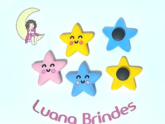 Pins de Crocs Estrela Emborrachado Pacote com 6 Unidades