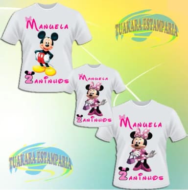 Kit 3 Camisetas - Minnie Rosa