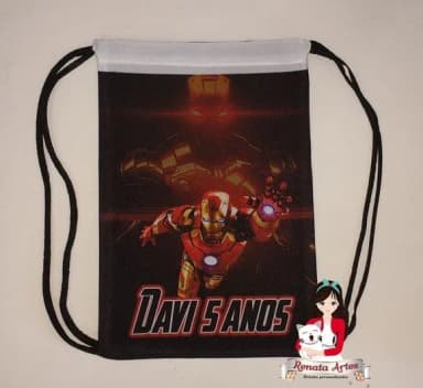 Mochila de Tecido Personalizada Homem de Ferro