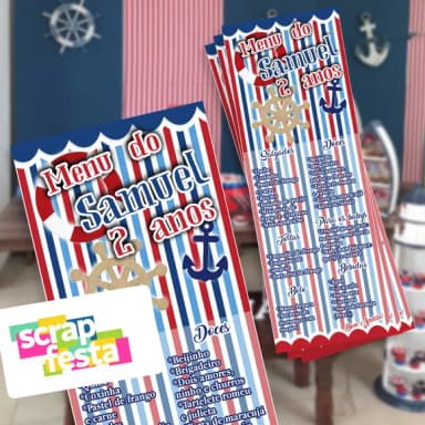 Menu Cardápio Personalizado Festa Marinheiro