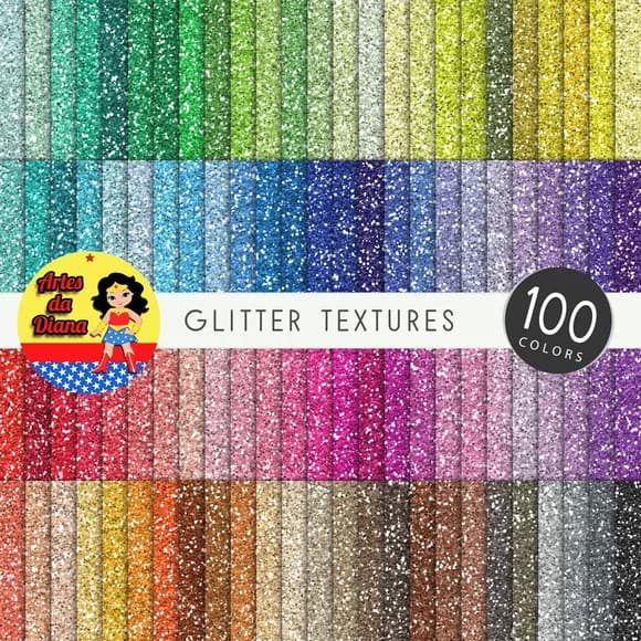 Kit Digital 100 Papéis com Glitter - Cód.: 62