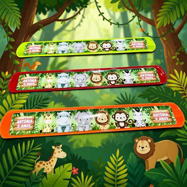Pulseira Bate e Enrola Personalizada do Safari Baby
