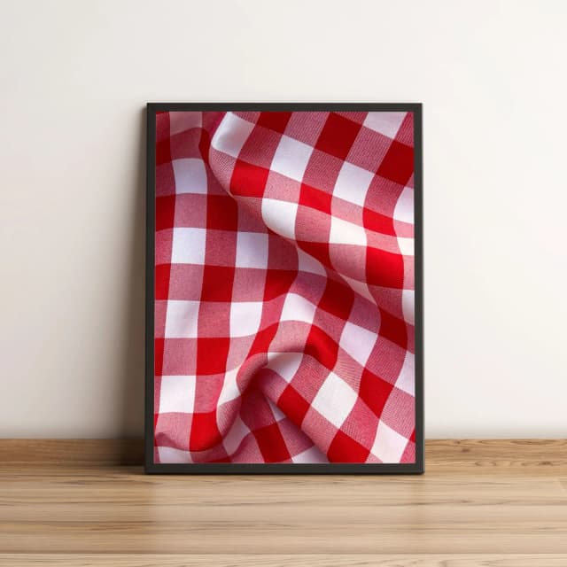 Quadro Decorativo Xadrez Vermelho e Branco Vintage 2262